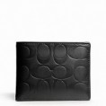 Coach Signature Embossed Passcase ID Wallet - Black