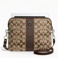 Coach Signature Stripe Tablet Crossbody - Mahagony